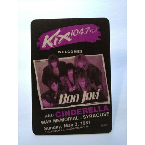Bon Jovi Cinderella Backstage Concert Pass Original 1987 Hard Rock Music Kix FM - Picture 5 of 5